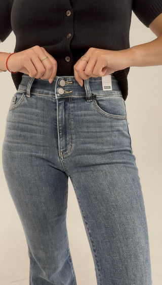 Sweet Haven Button Pocket Flare Jeans By Judy Blue