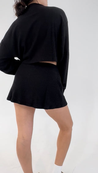 Soft Intentions Ribbed Skort - Black