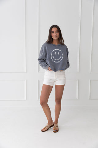 Happy Vibes Graphic Crop Sweatshirt