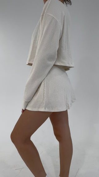Soft Intentions Ribbed Skort - Whip Cream