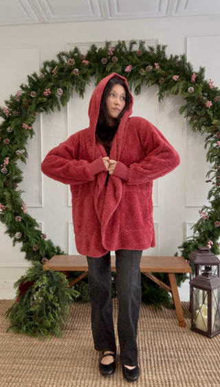 Snuggle Season Cardigan - vintage Red