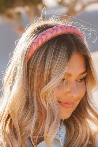 Braided Chiffon Headband - Peach