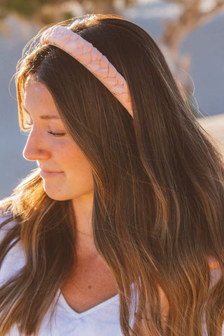 Braided Chiffon Headband - Peach