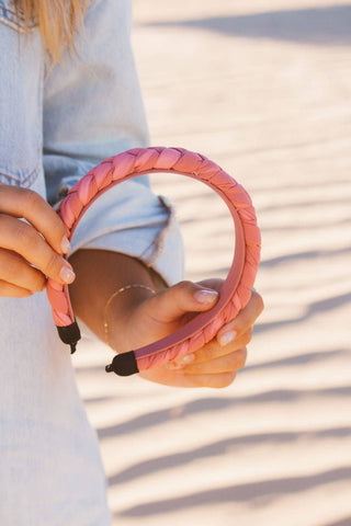 Braided Chiffon Headband - Peach