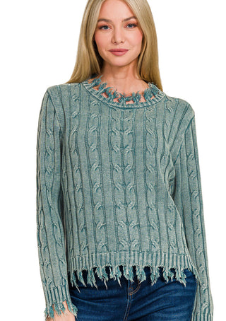 Misty Morning Distressed Sweater