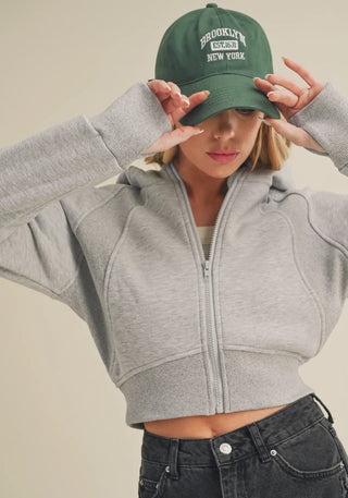 Moonshine Cropped Hooded Jacket - Gray