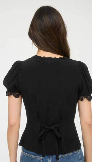 Garden Grace Button Top - Black