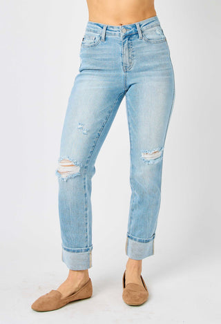 Judy Blue Starry Eyed Cuffed Boyfriend Jeans