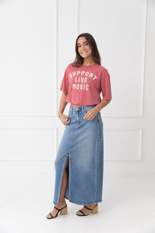 Show you the Door Stretch Classic Midi Skirt